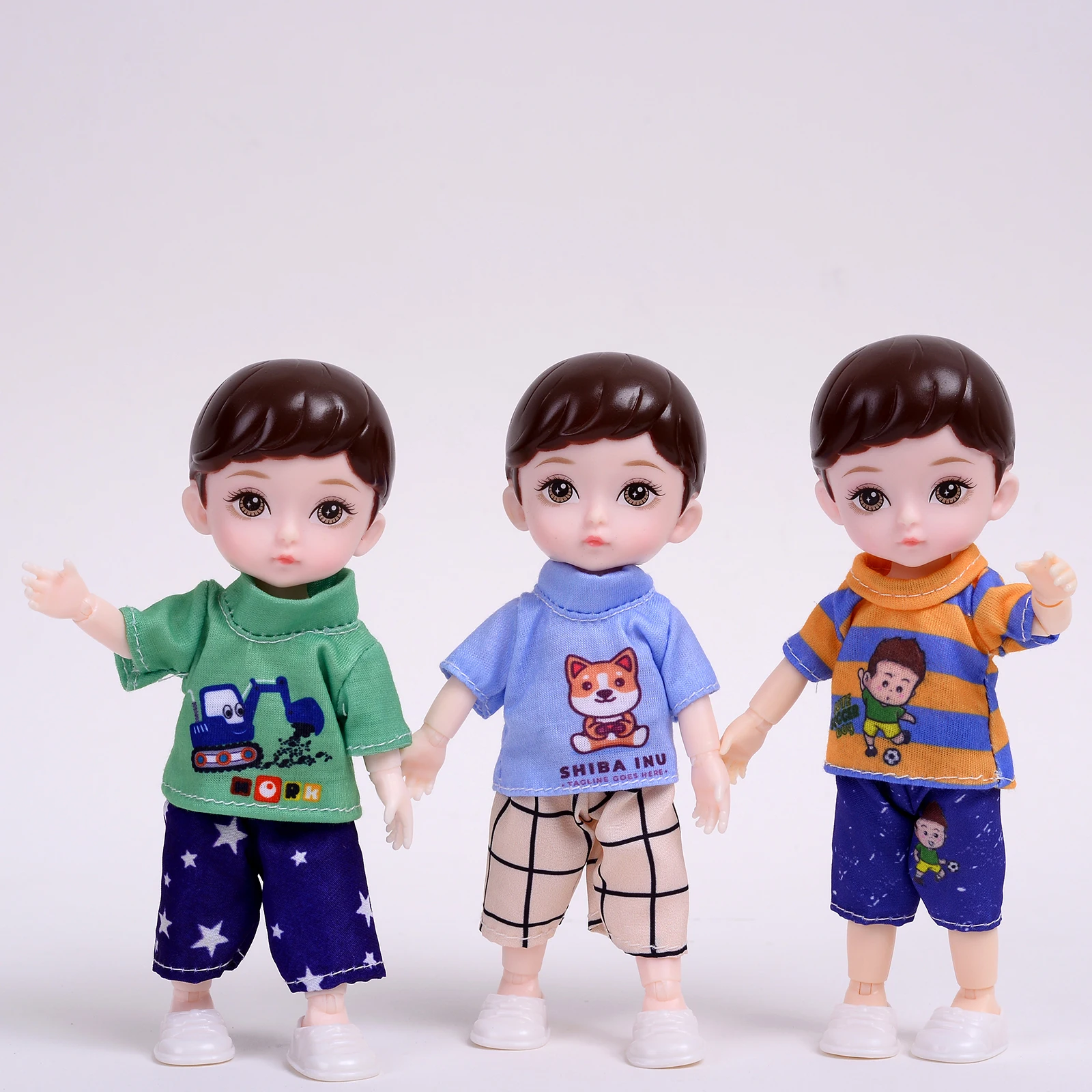 One Piece 6 Inches Cute Baby Dolls, Boy Model 13 Movable Joints Plastic Painted Eyes, For Children Girl Birthday Gift Toys