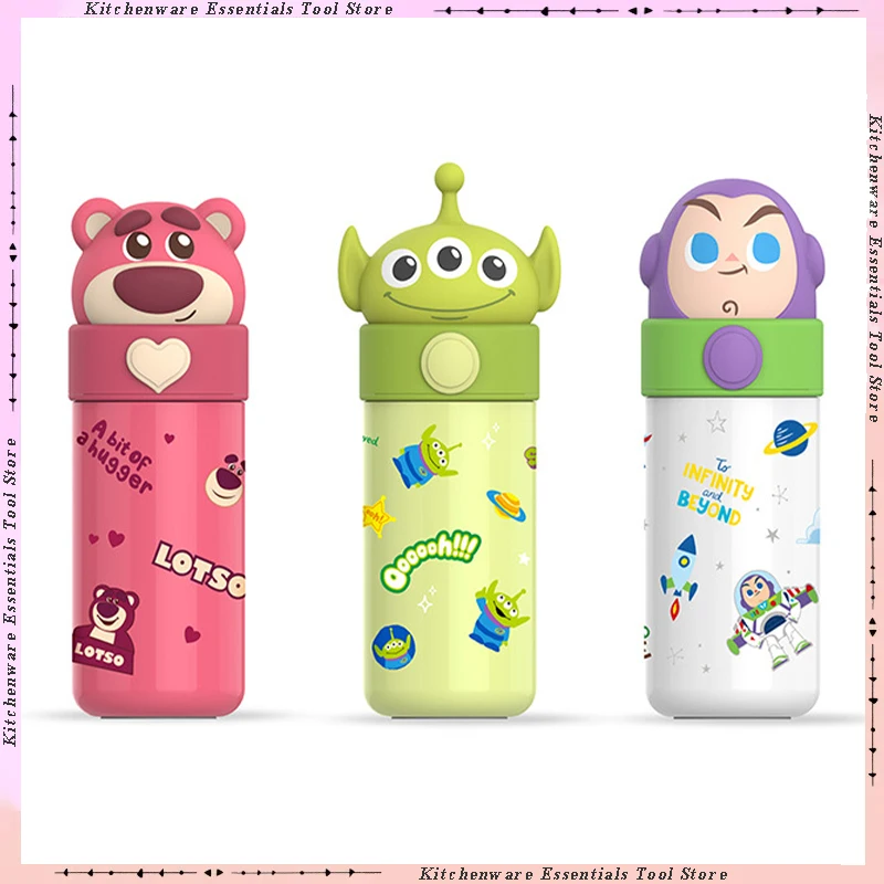 Buzz Lightyear Thermos tasse isolée en acier inoxydable avec poignée cachée 350ML bouteille d'eau de dessin animé flacons sous vide pour les enfants