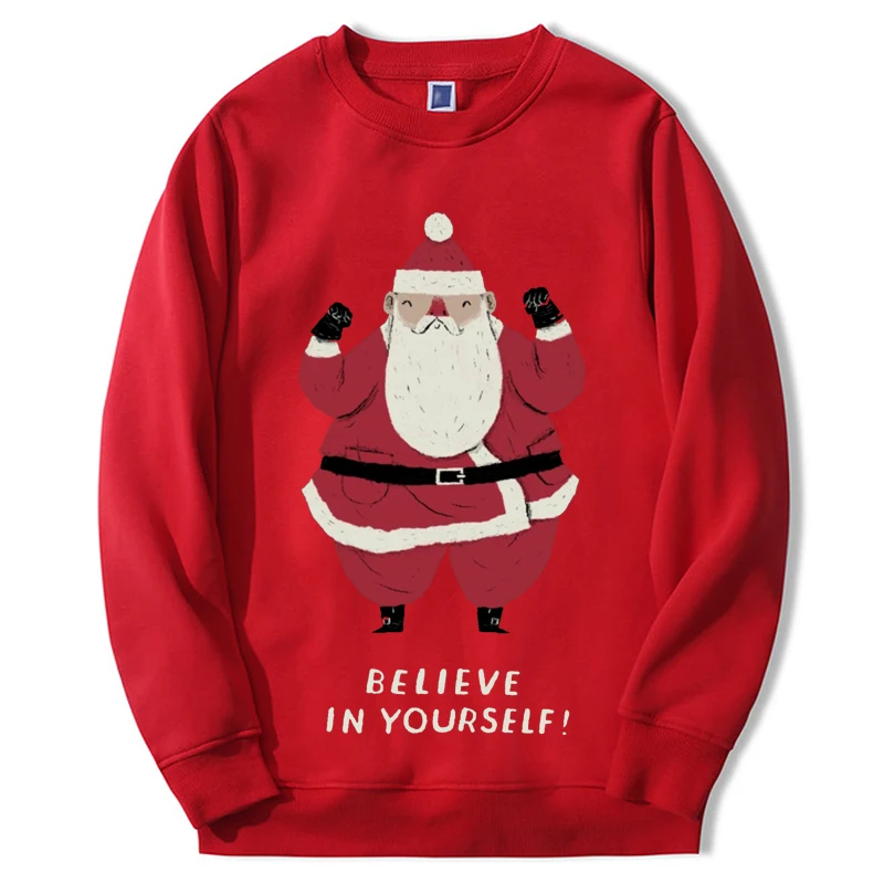 

Christmas Hoodies Believe In Yourself - Santa Sweatshirts Round Neck Crewneck Tracksuit Streetwear Bodywarm Oversized Hoodie