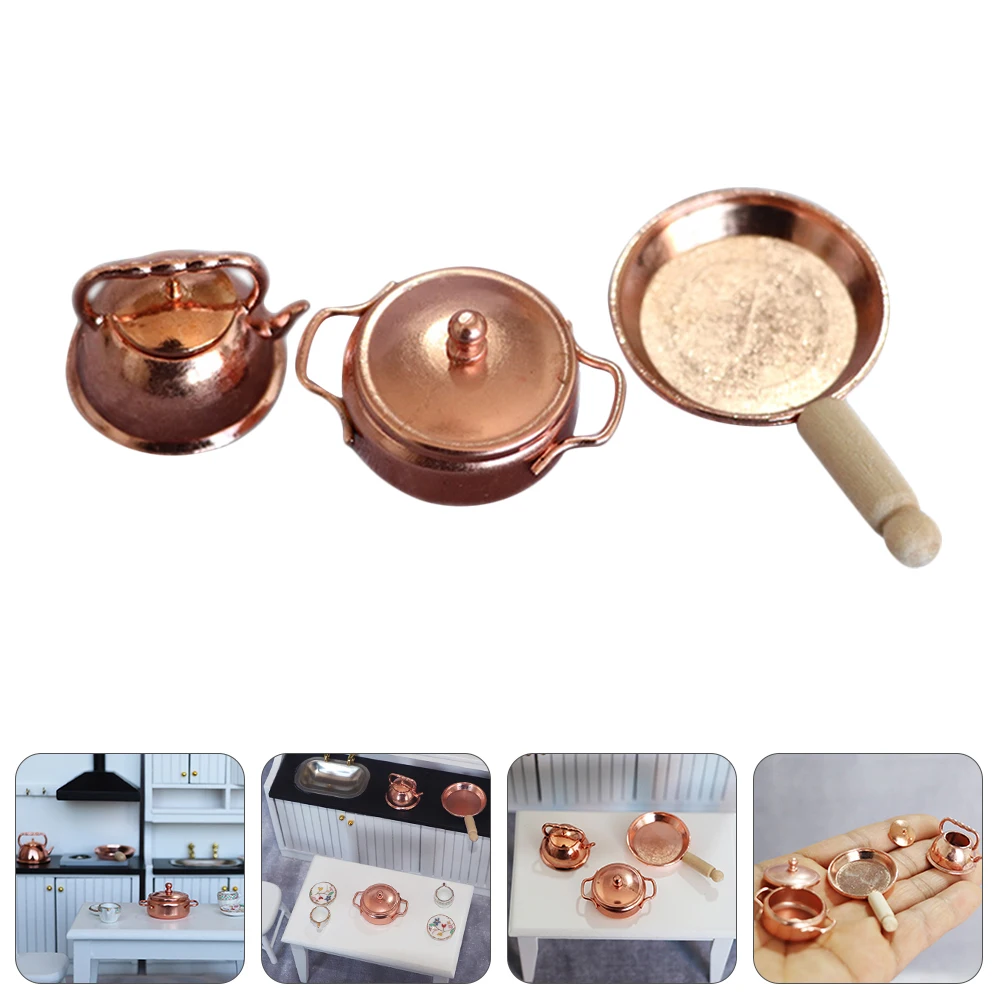 1 ensemble de Mini accessoires de cuisine, ensemble de trois pièces en alliage de qualité supérieure, conception compacte pour la maison, Restaurant, salon de thé, décor de bureau