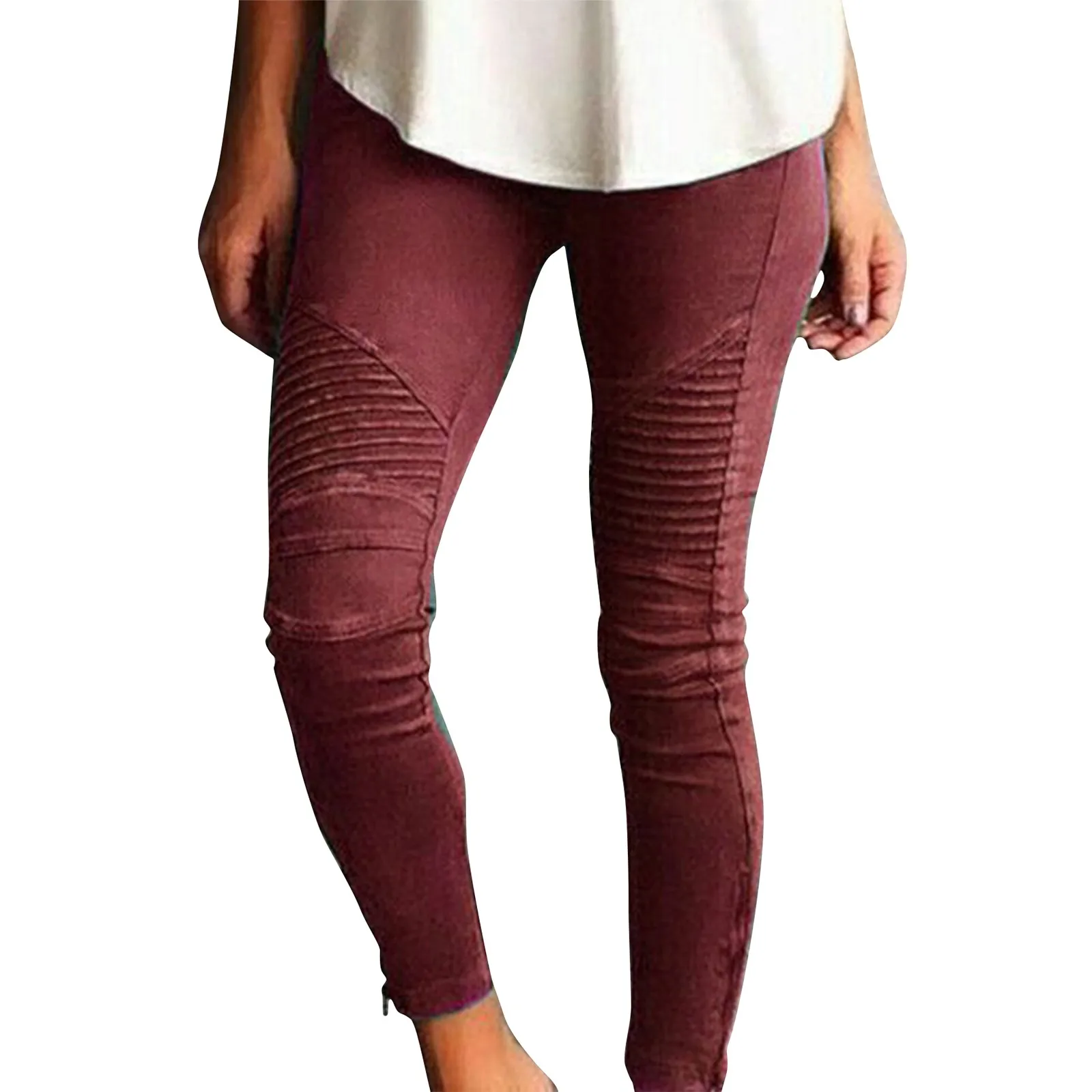 New Fashion Women Imitation Distressed Striped Denim Leggings Casual High Waist Slim Elastic Pencil Pants Sport Leggins