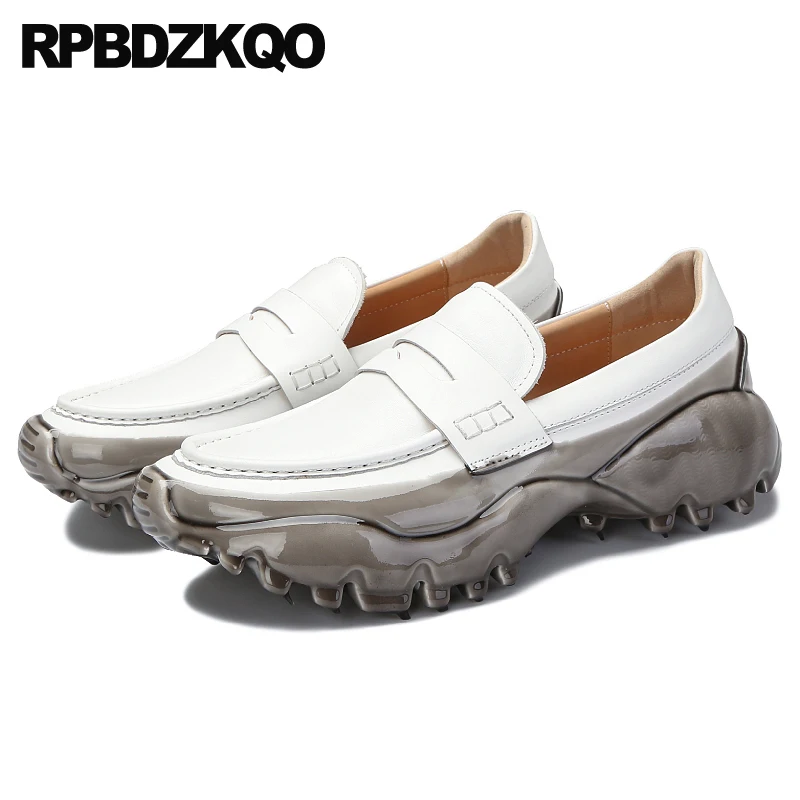 

Loafers Men Slip On Latest Footwear Fashion Italy Creepers Real Leather Platform Shoes 11 Chic Plus Size Patent Spring White