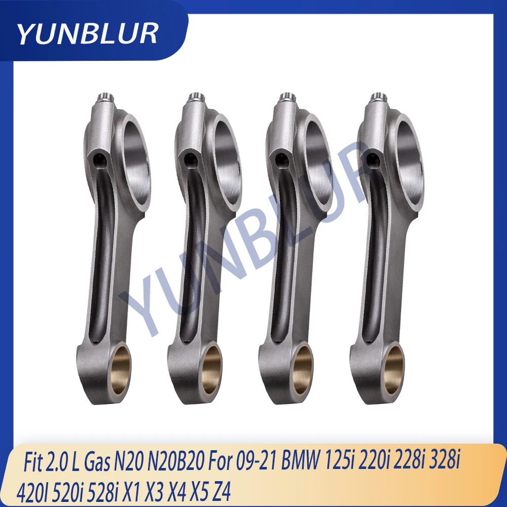 Forged 4pcs Engine Connecting Rod Kit Fit 2.0 L Gas N20 N20B20 For 09-21 BMW 125i 220i 228i 328i 420I 520i 528i X1 X3 X4 X5 Z4