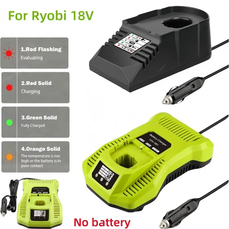 

Новое мини-автомобильное зарядное устройство, зарядное устройство для литий-ионных/NiCd/NiMH аккумуляторов Ryobi 18 В с вилкой прикуривателя, быстрое зарядное устройство