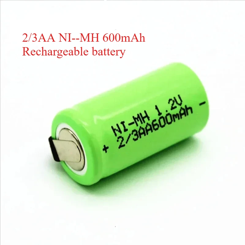 10/12/24pcs 2/3AA Ni-MH Battery AA 1.2V 600mAh Rechargeable Battery With Pins Wholesale