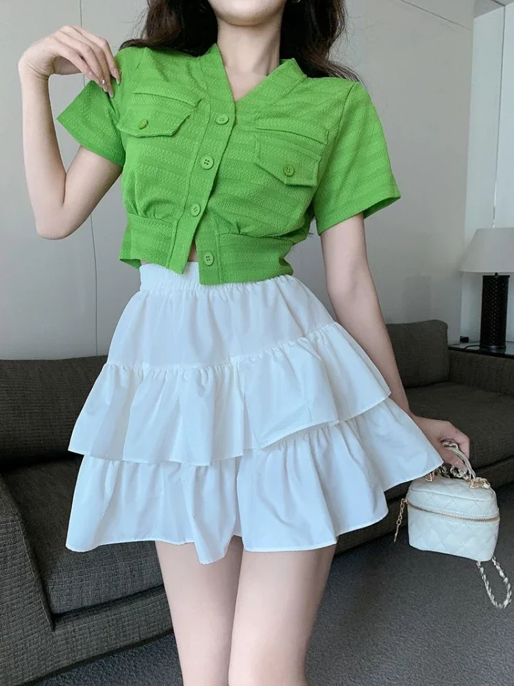 

Office Female Outfits Formal Occasion Stylish Summer Clothes 2025 Cheap Clothing Offers Korea Trend Women's Two Skirt Piece Set