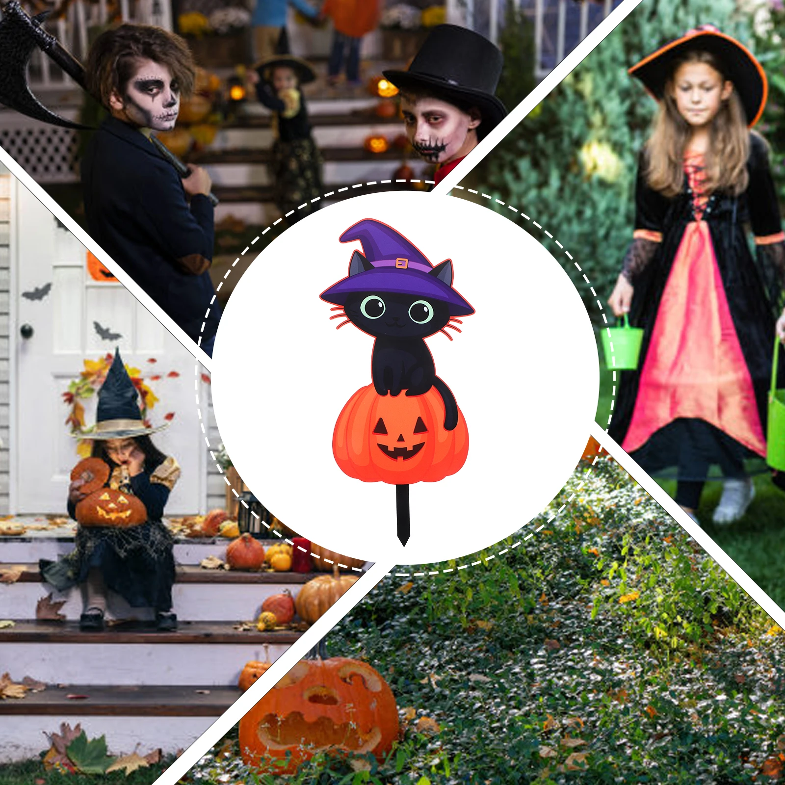 

Ground Plug Pumpkin Garden Decoration Cats Acrylic Outdoor Halloween Decorations