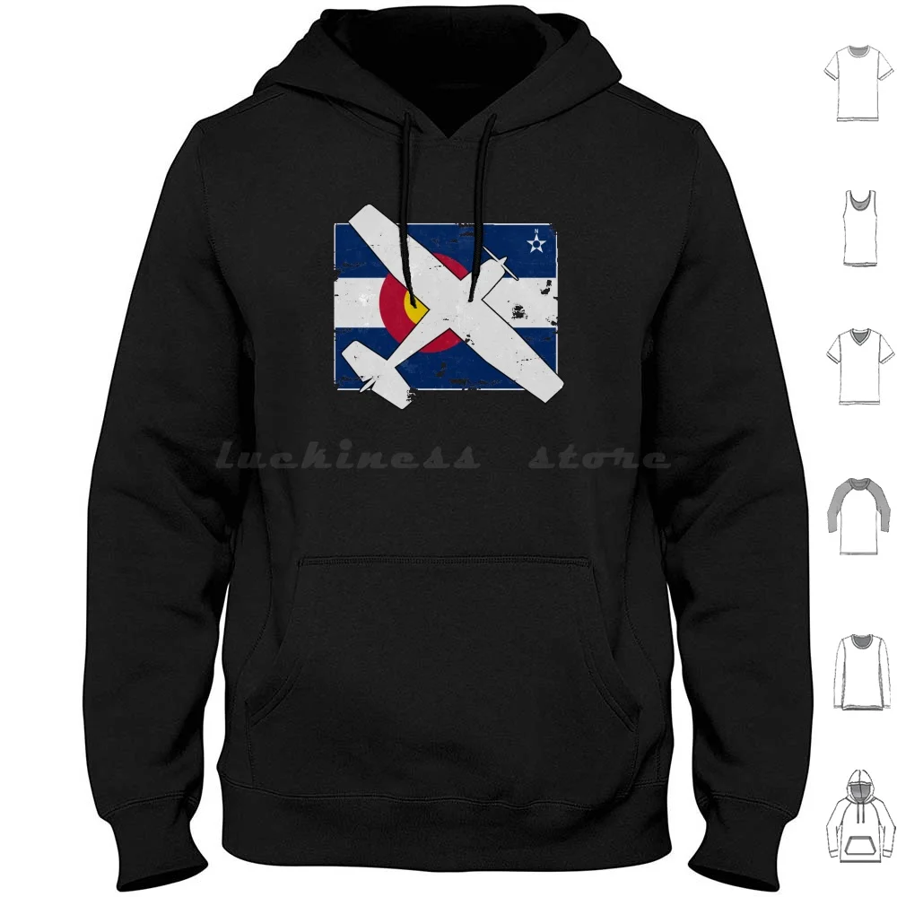 

Colorado State Silhouette And Flag Pilot C-172 Skyhawk Vintage Hoodie Cotton Long Sleeve Colorado Co Denver Kden Den State