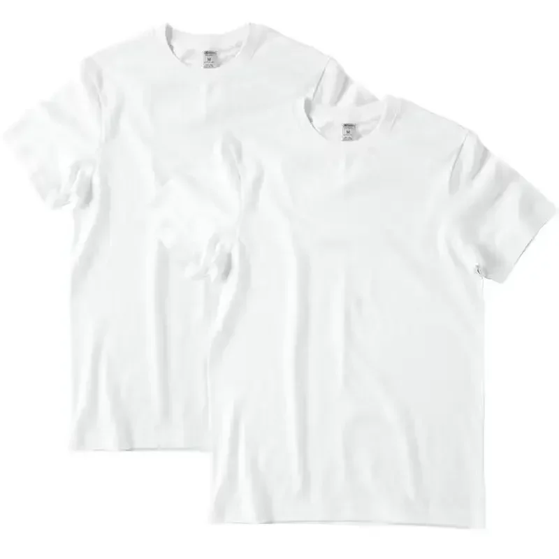 2 Stück einfarbige T-Shirts aus 100 % Baumwolle für Herren und Damen, weiß, O-Ausschnitt, locker, kurzärmelig, Basismodelle, All-Match-T-Shirt, Paar-Oberteile, Schwarz – Detail 3