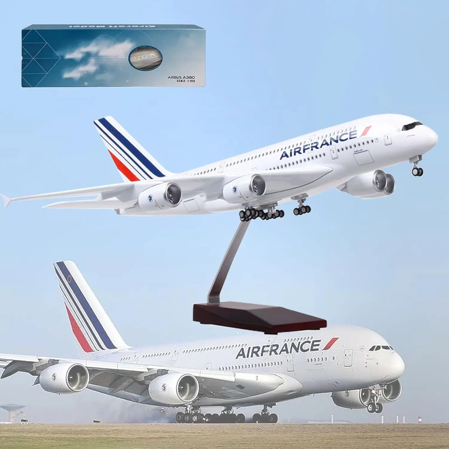Plane Model 47CM scale aircraft A380 Air France Airways Model W LED Light & Wheel Diecast Plastic Resin airplanes decoration