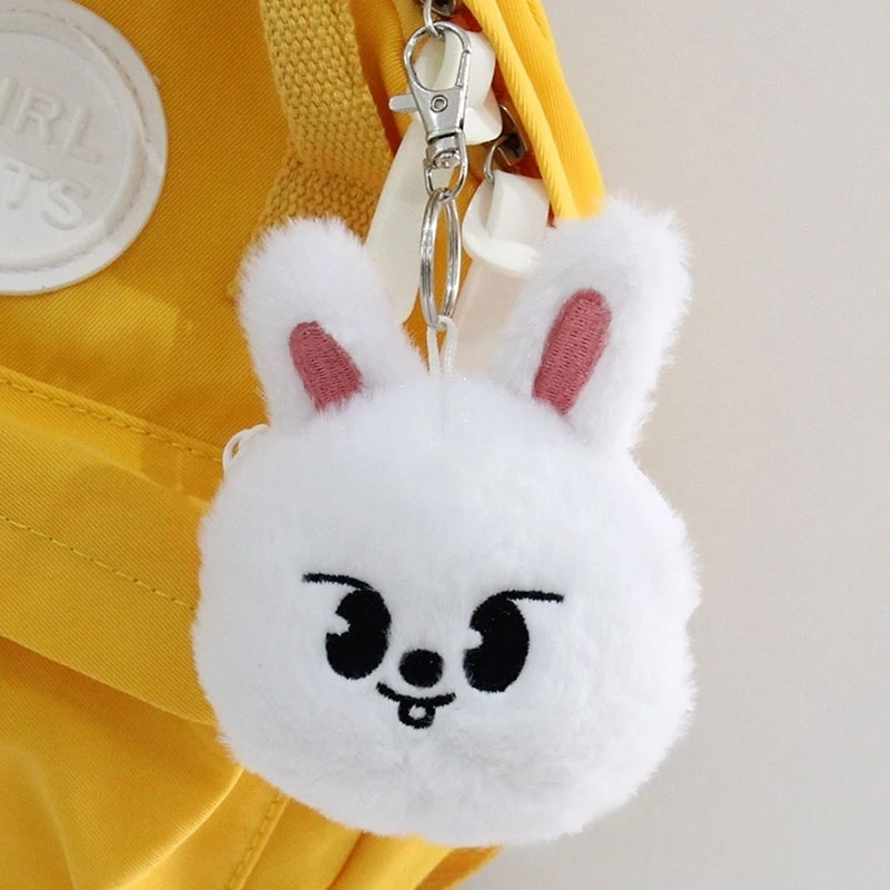 Novo skzoo stray crianças dos desenhos animados carteira de pelúcia chaveiro criativo mini fone de ouvido saco moeda pingente presente festival das crianças