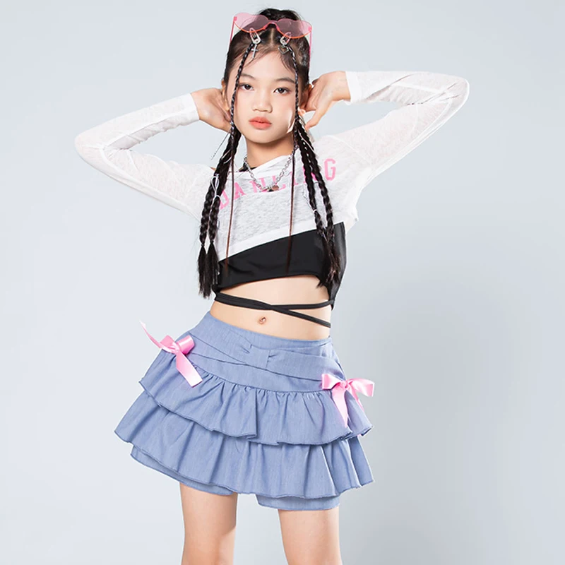 

Новый детский групповой сценический наряд Kpop, одежда для джазовых танцев для девочек, детские крутые танцевальные костюмы в стиле хип-хоп, одежда для уличных танцев XS8762