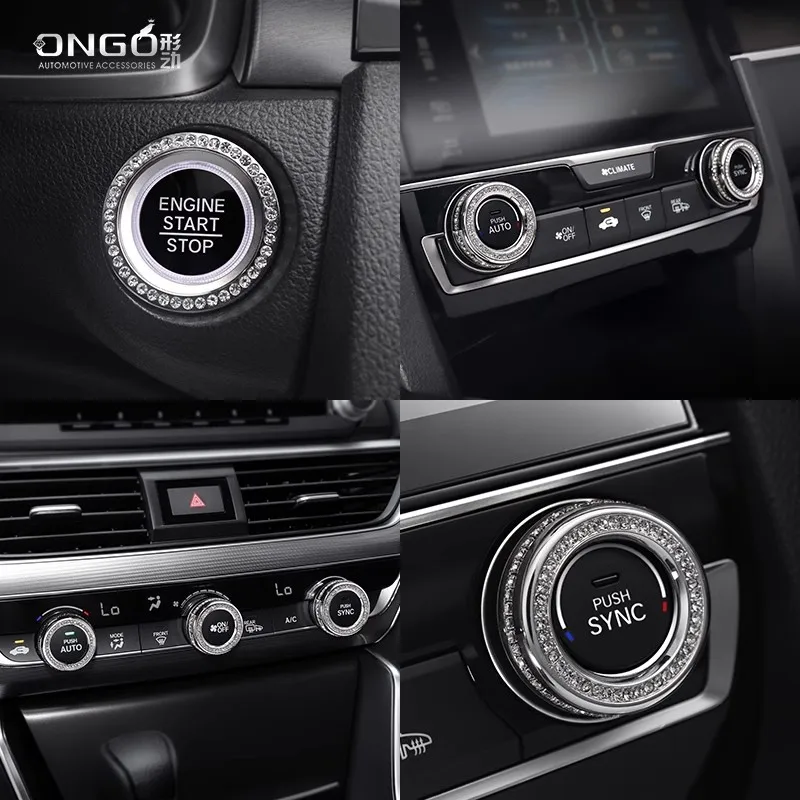 

ONGO is suitable for the 10th generation Honda Accord Civic Crown Road Yingshi Pai interior knob crystal diamond decorative car