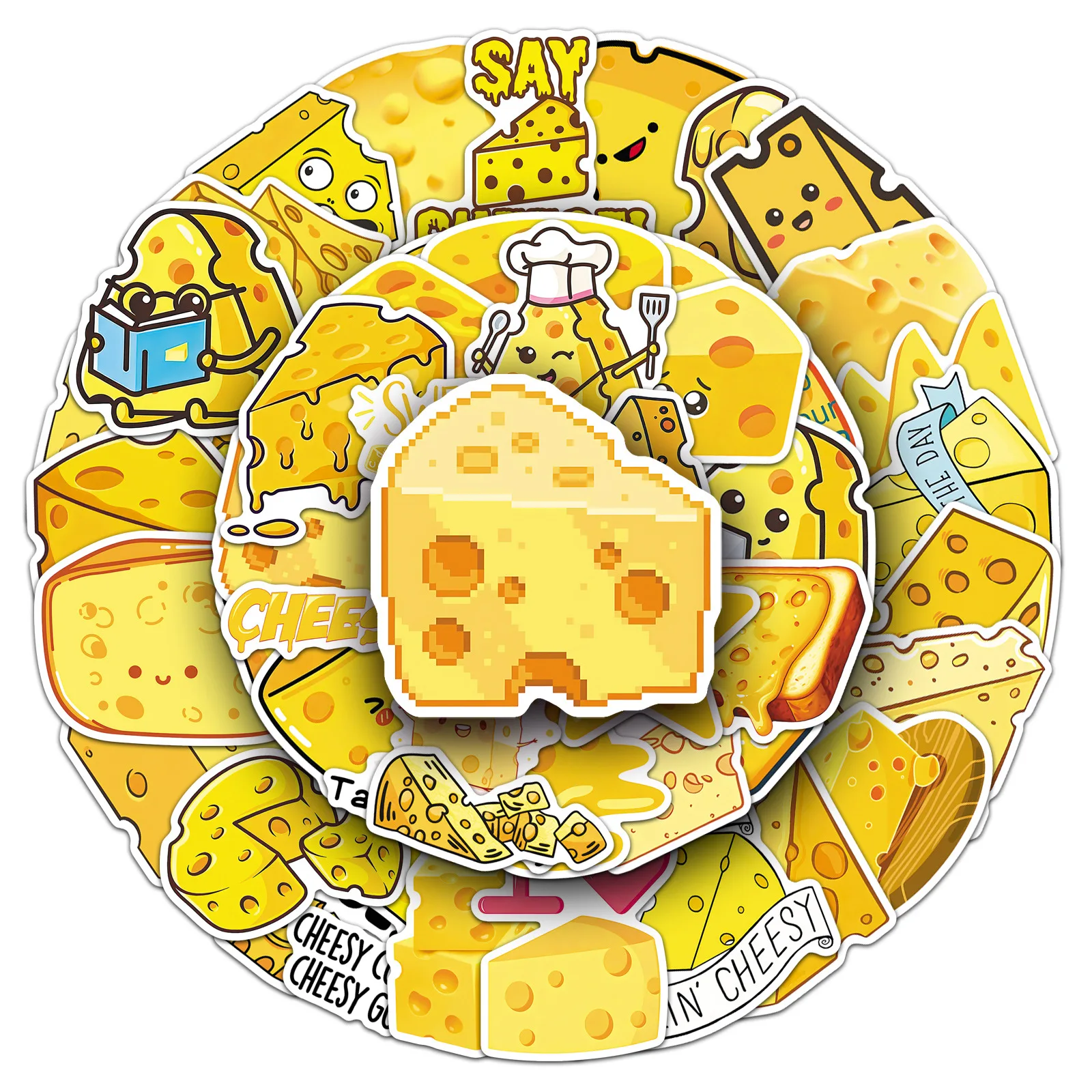 50 Uds. De pegatinas de queso, grafiti de comida de dibujos animados, calcomanía impermeable, juguete para regalo para niños, Taza Termo DIY creativa, equipaje de bicicleta, guitarra