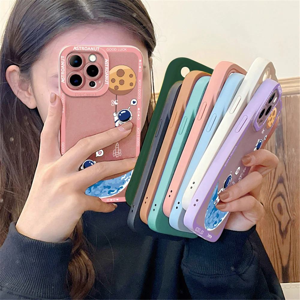 For Samsung Galaxy A7 2018 A750 A6 A9 2018 A70 Cartoon Astronaut Pattern Cover Design Soft Silicone TPU Phone Shockproof Cases