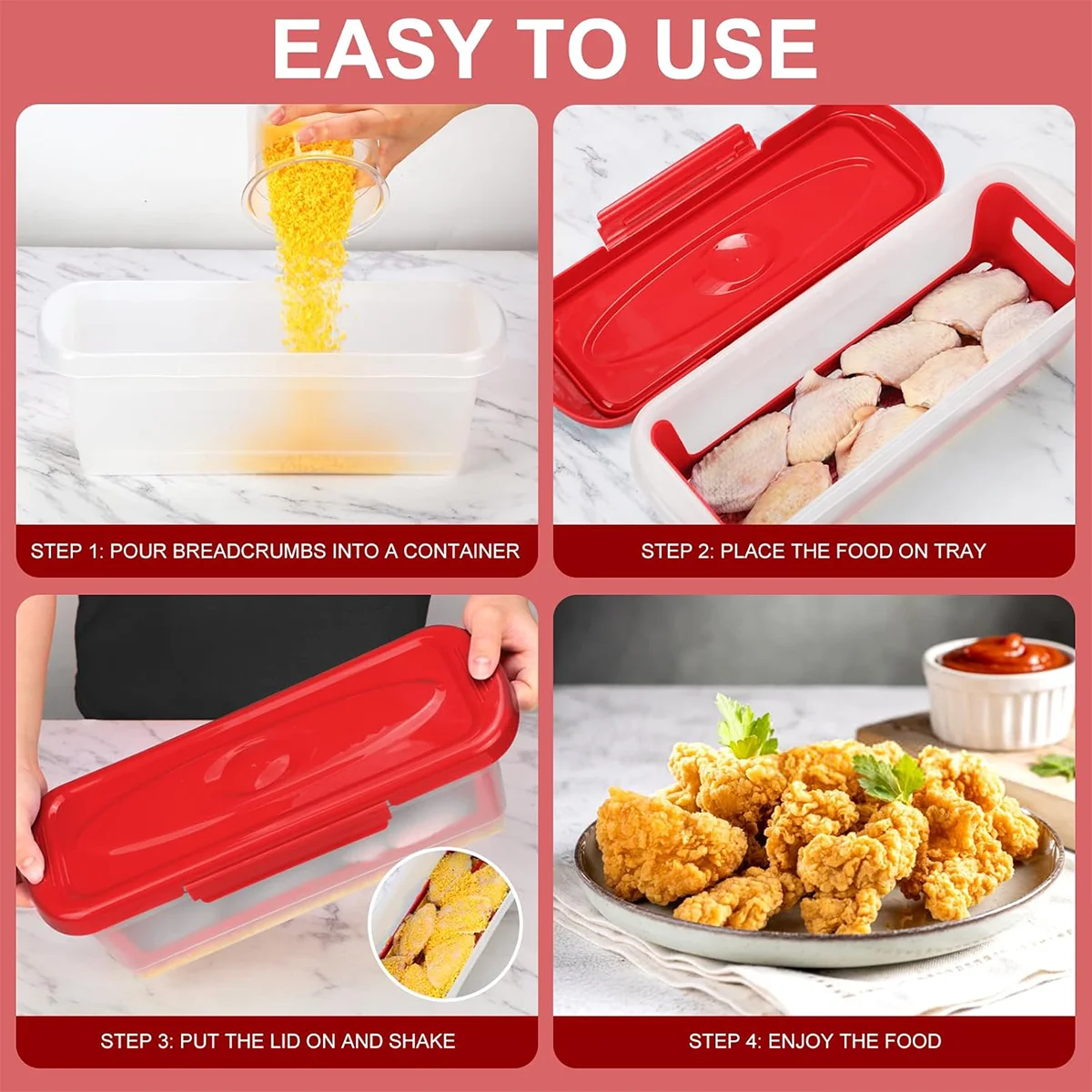 Batter bowl with lid fried chicken mixing bowl - 2-piece no-mess bread flour seasoning jar, bread tray suitable for fried chicke