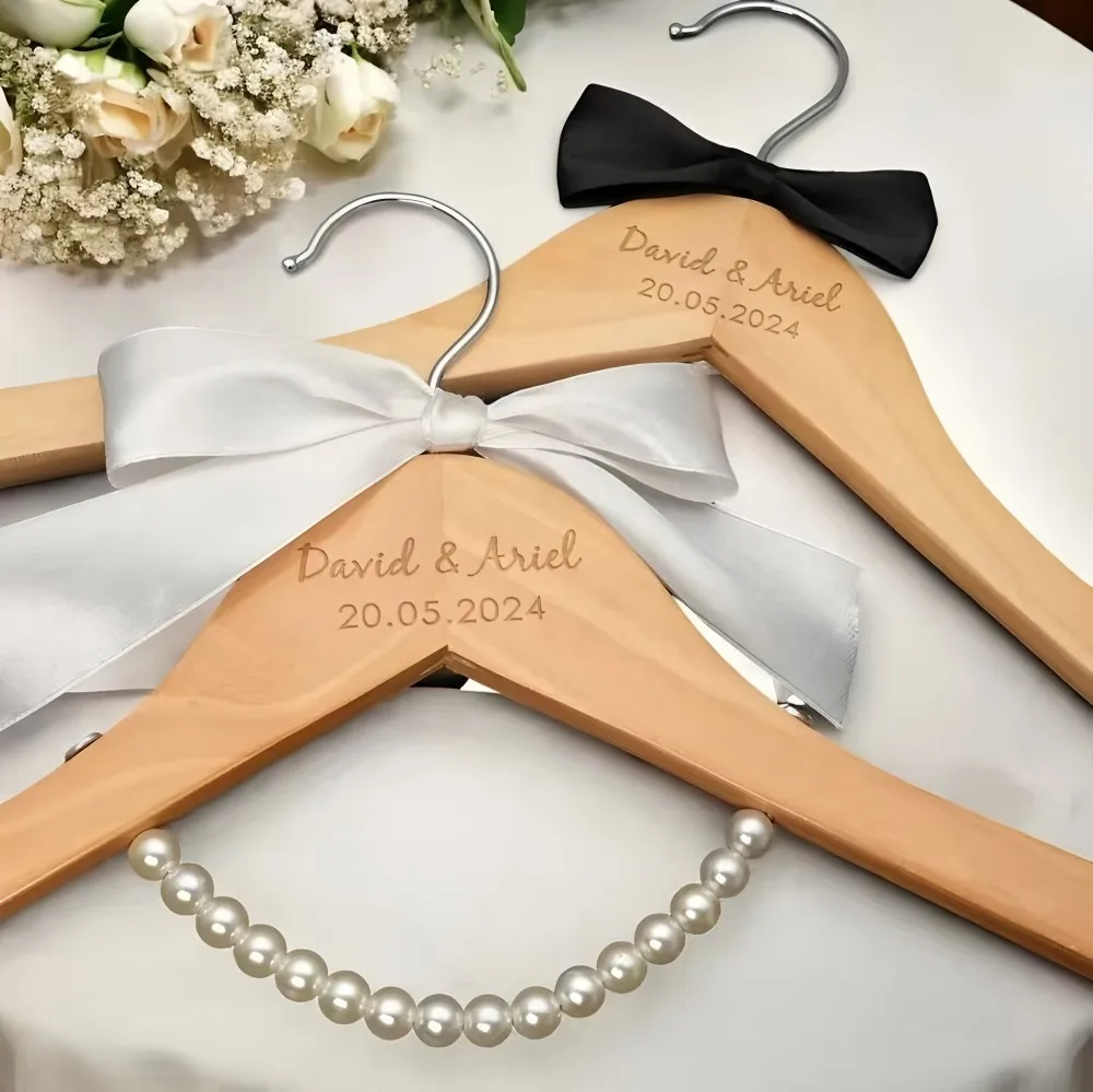 

Custom Wedding Dress Hanger Personalized Wedding Hanger Personalised Bridal Hanger Engraved Names and Date Bridal Shower Gifts