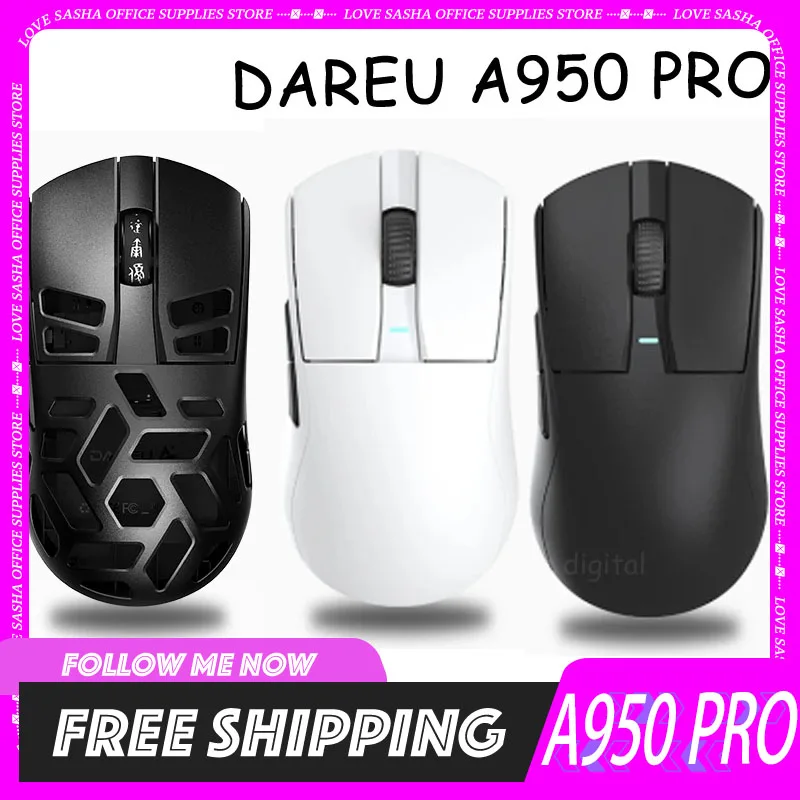 

Dareu A950 Pro 4k Paw3395 Mouse Wireless Bluetooth Portable Rgb Customized Gaming Mouse For Computer Keyboard Pc Office Mice Gif