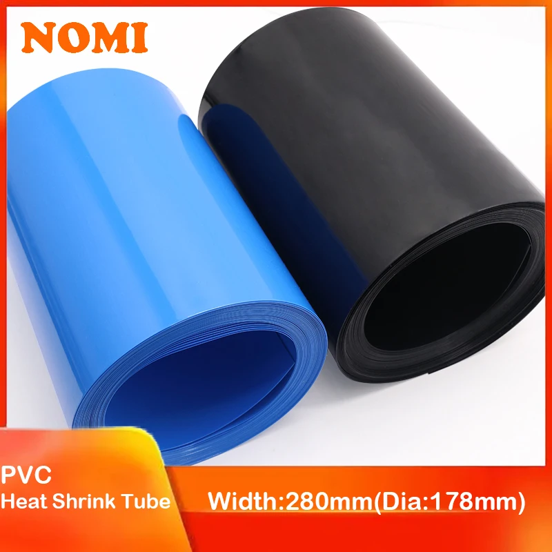 

PVC Heat Shrink Tube Width 280mm Dia 178mm Lithium Battery Insulated Film Wrap Protection Case Pack Wire Cable Sleeve Black Blue