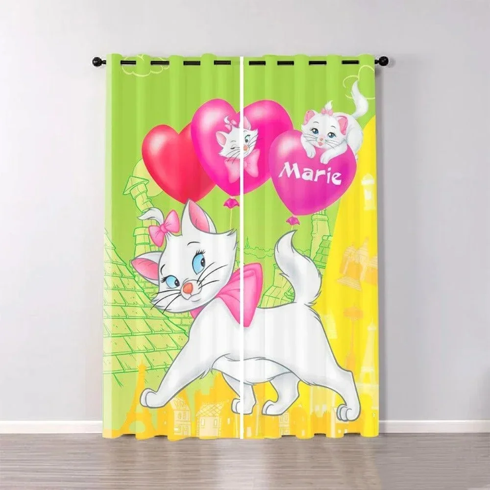 Mary Cat Curtains Home Children's Room Curtains Bedroom Curtains Living Room Curtains Christmas gifts, Disney cartoon prints