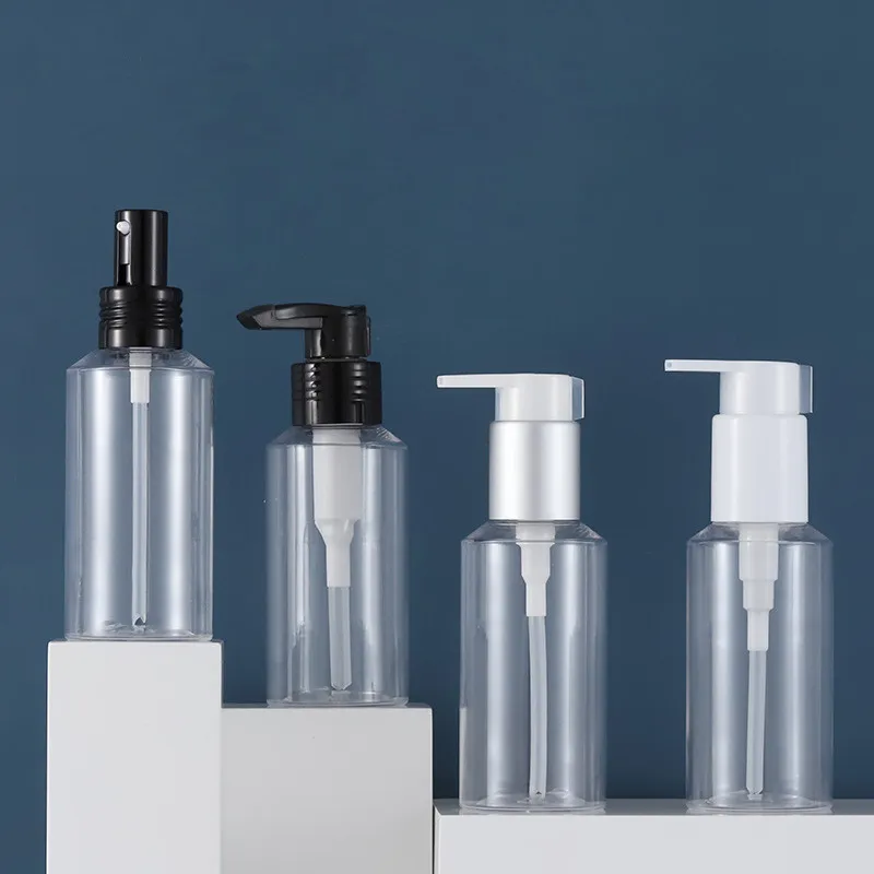 100ml Packaging skincare product dispenser bottle Transparent plastic emulsion bottle pet press pump hand sanitizer bottle