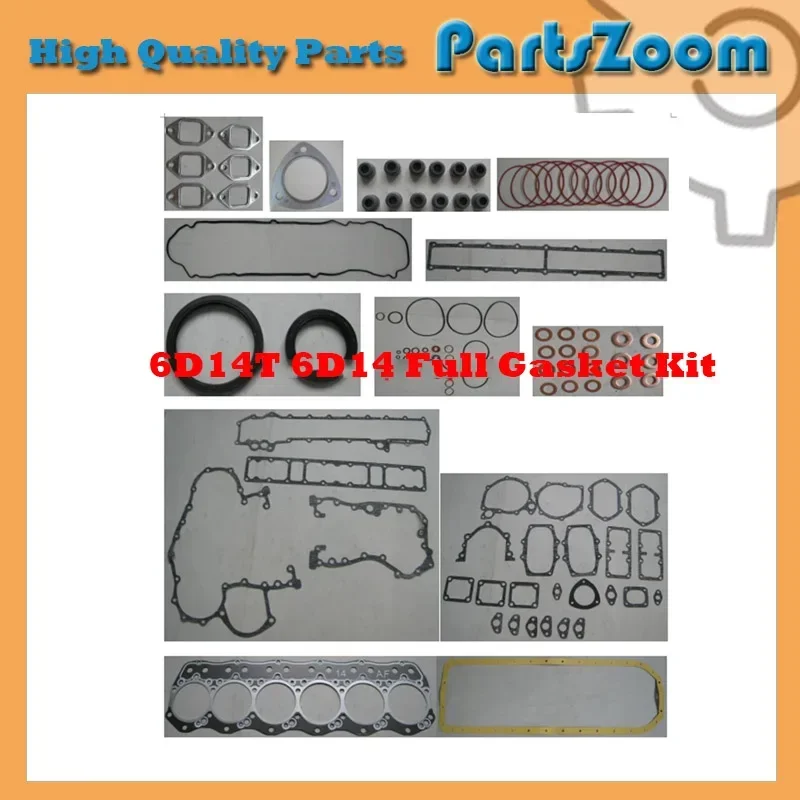6D14T 6D14 Full Gasket Kit ME038219 ME999902 With Head Gasket For KATO HD800 Excavators