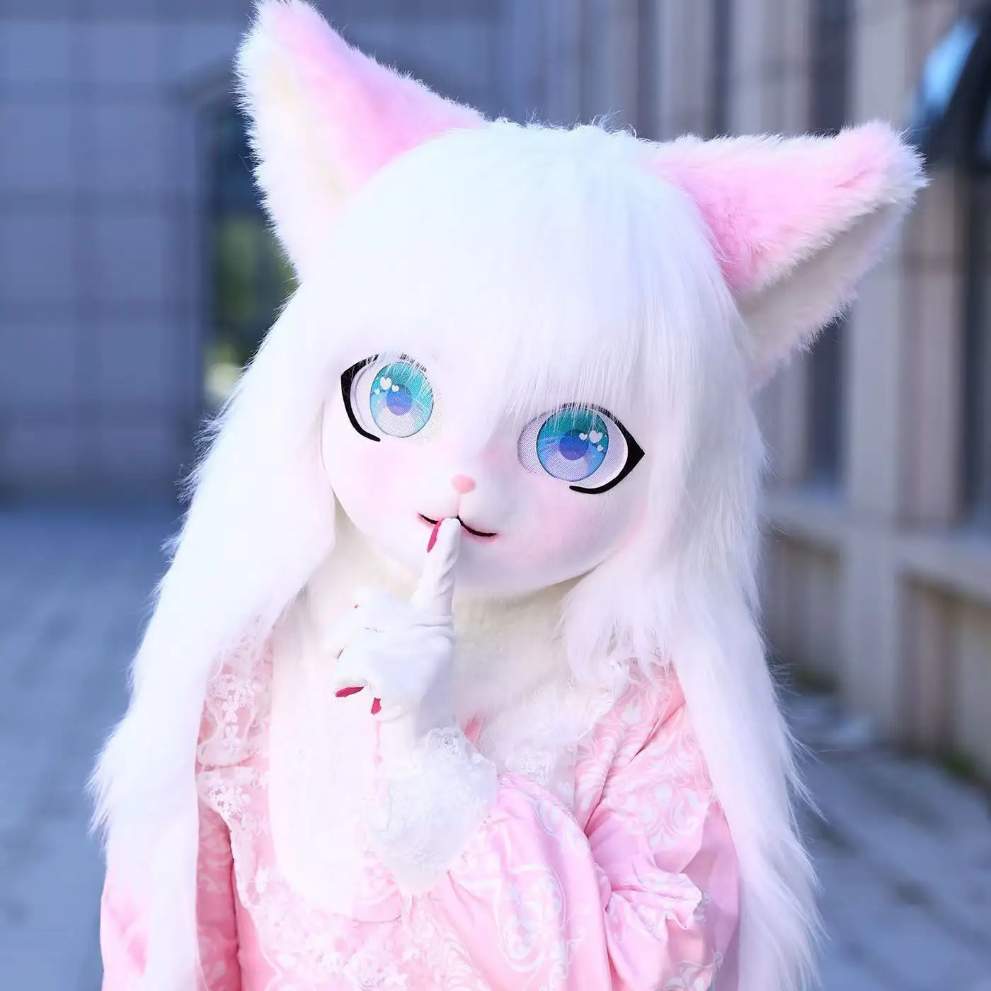 קיג חדש fursuit kigurumi אוזניות פרוותי קוספליי תחפושת חיה לולאה ארנבת מסכה ראש בסיס כף הקוקוס cosplay mask