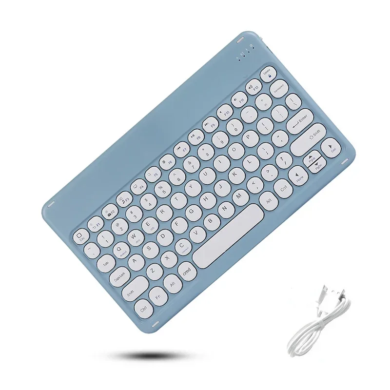 Teclado Recarregável Sem Fio, Compatível com Bluetooth, Espanhol, Hebraico, Coreano