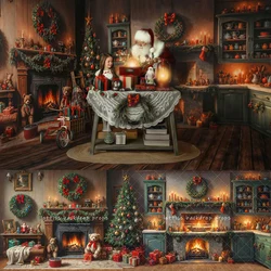 Warm Christmas Corner Backdrops Kids Family Photography Child Photocall Festival Kitchen Backgrounds