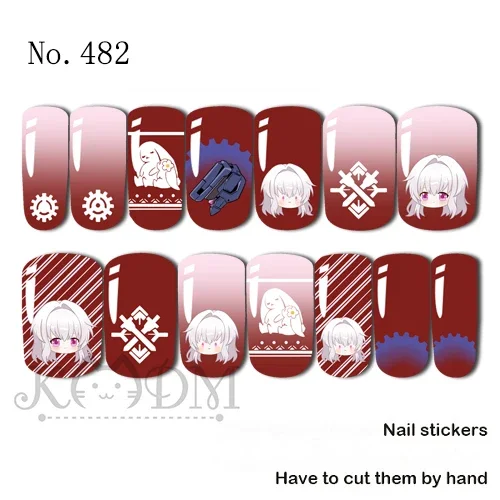 14 unid/set Honkai Star Rail Jing Yuan Kafka Merch 7th Bailu pegatinas de uñas Simple Chibi cabeza grande Kawaii juego Merch calcomanías de uñas