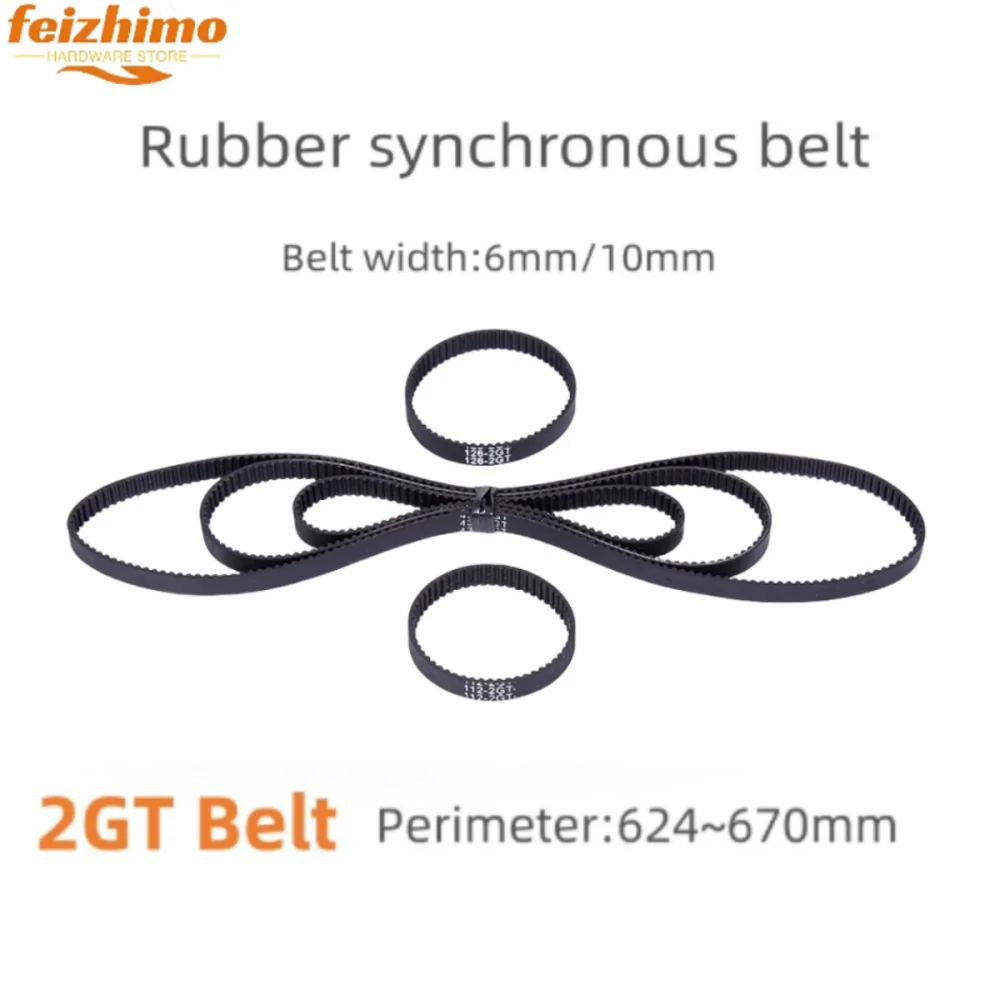 

3D Printer Accessories Suitable For 2GTGT2 Width 6/10mm Black Rubber Belt Synchronous Belt Circular Belt Circumference 624-670mm
