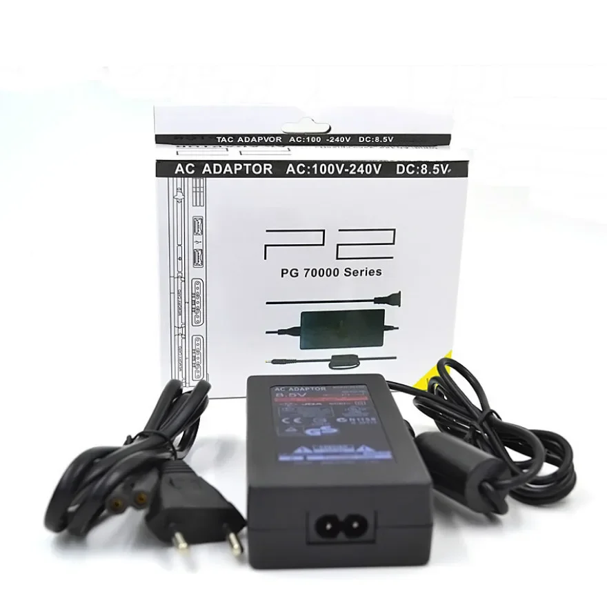 200pcs EU US Plug 100-240V AC Adapter Power Supply Charger Cable Cord For Sony PlayStation 2 for PS2 70000 Series