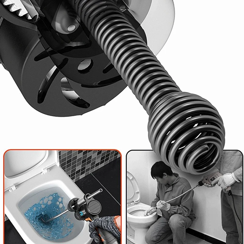 220V Home Electric Spring Type Pipe Dredge Machine Sewer Toilet Blockage Dredging Artifact Drain Clogging Cleaning Tool