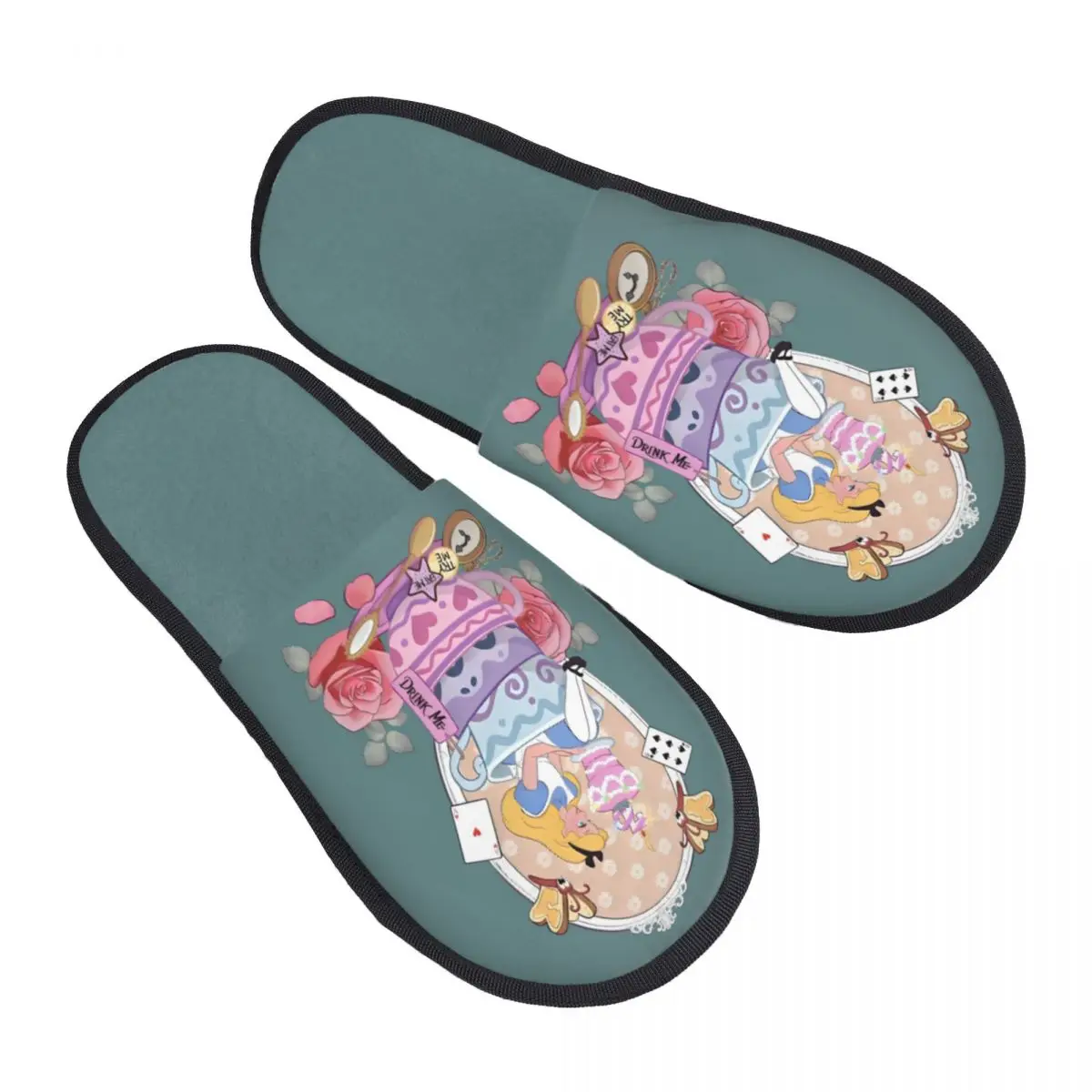

Custom Alice In Wonderland Guest Shoes Slippers for Spa Women Anime House Slipper