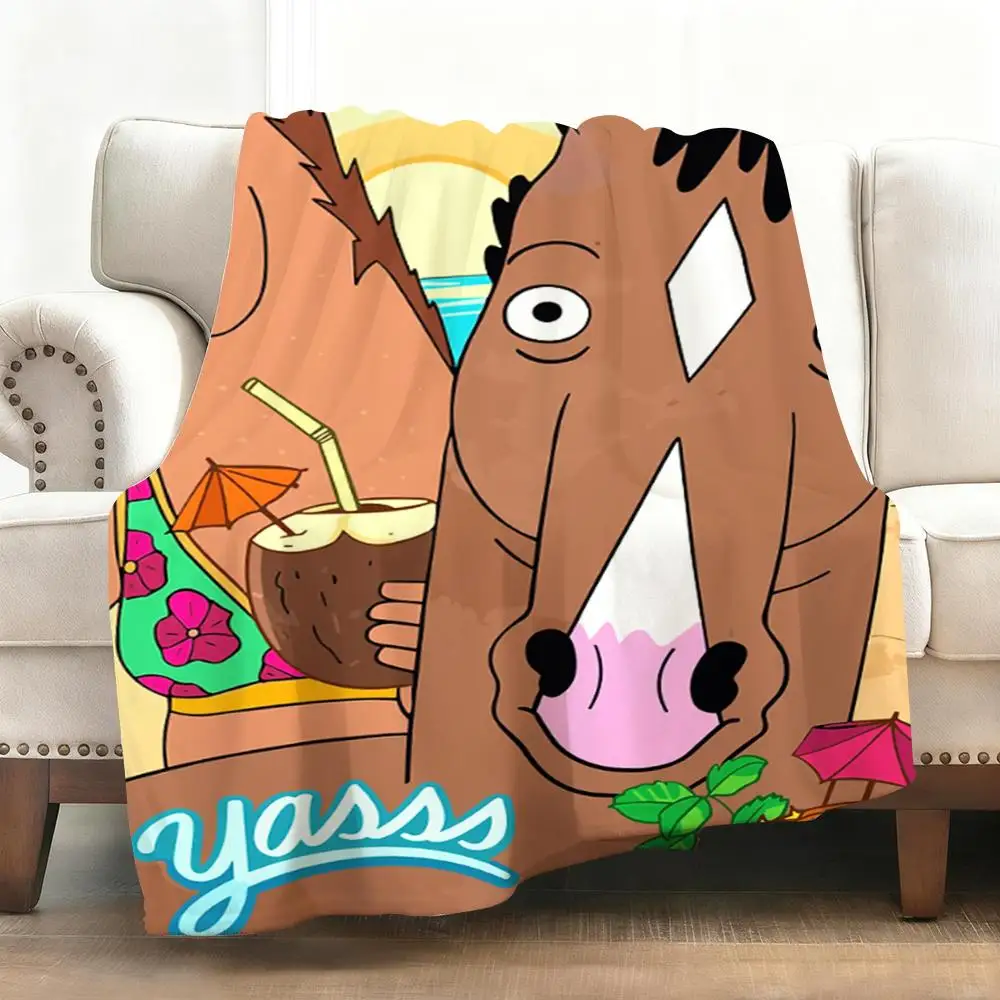 

Funny B-Bojack Horseman Throw Soft Flannel Blanket Warm Knee Skin-Friendly Throw for Sofa Office Bed Traveling Winter Oversize