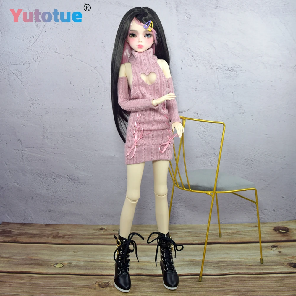 YUTOTUE 22 inch Height Female Doll with Handpainted Makeup Changeable Two color Eyeballs 1/3 BJD Doll Toy