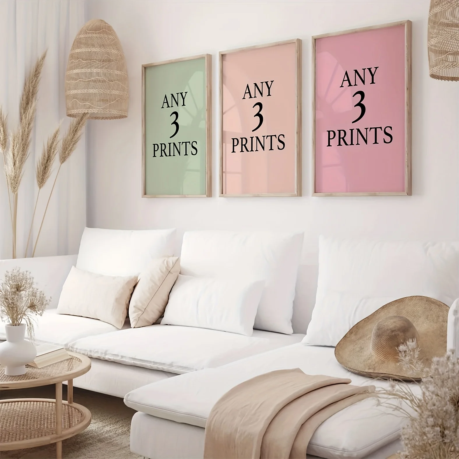 Custom 3Pcs Canvas Painting, Pick Any Three Personalized Wall Art Set, Custom Combined Poster Prints, Unframed Living Room