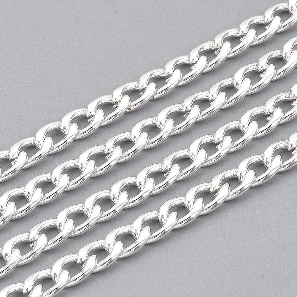 10m 304 Stainless Steel Curb Chains Twisted Chains Unwelded Link Chain Silver Color Plated for Jewelry Making DIY Bracelet