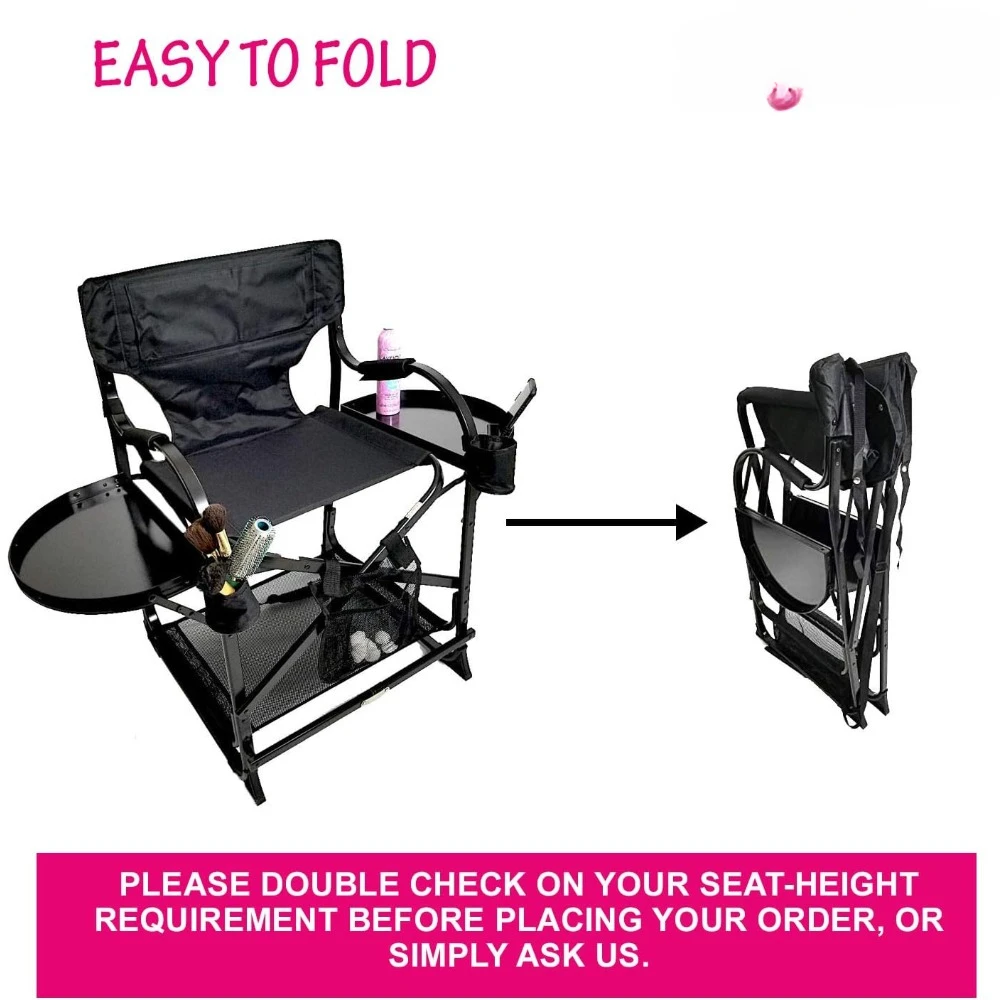 22 in Portable Hairstylist & Makeup Artist Chair,Perfect for Salons, Movie Sets and More,Adjustable Heights Barber Chairs