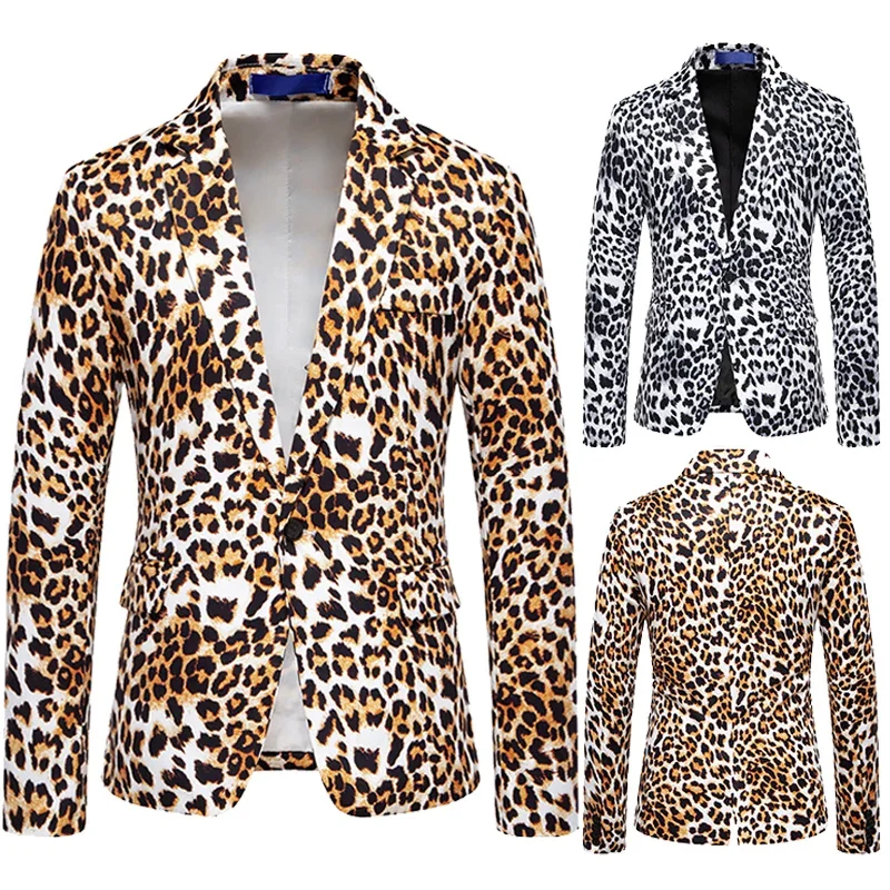 Men Wild Leopard Print Long-sleeved Casual Suit Comfortable Fashion Shopping Suit Jacket