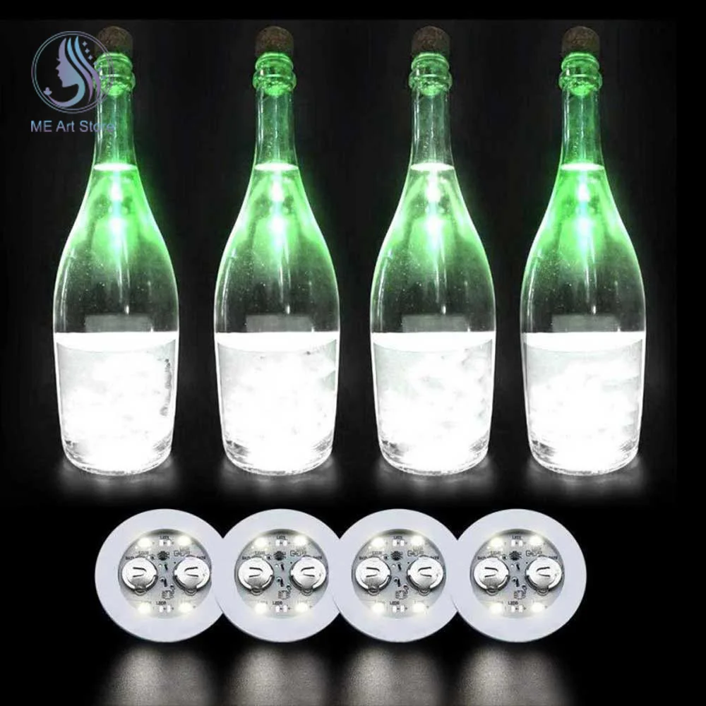 Bottle Coasters Lights LED Bar Light Up Coaster Stickers For Drinks Cup Wine Liquor Bottle Coaster Atmosphere Light