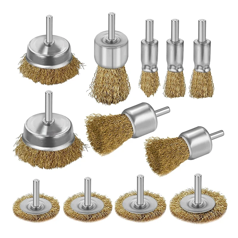 12 Piece Wire Brush Set Wire Brush For Drill 1/4 Inch, Removal For Rust, Paint And Scale