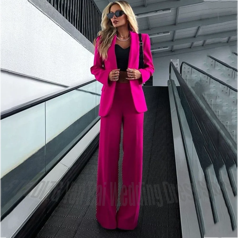 Modern Fashion Women's Suit Set 2 Piece Shawl Lapel Straight Fit Jacket Pants Chic Casual Outfit for Streetwear Shopping Office