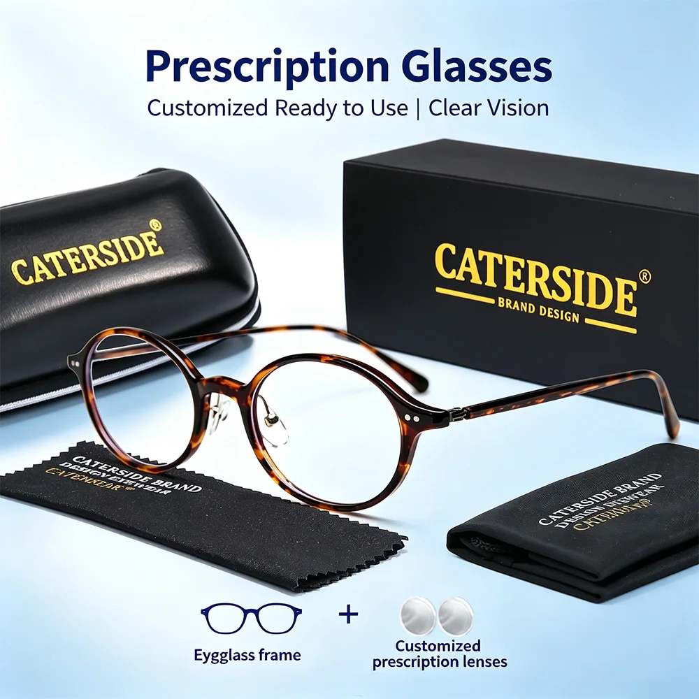 CATERSIDE Unisex Fashion Reading Glasses Tr-90 Oval Small Frame 1.56 Refractive Index Anti Blue Light Lens Prescription Glasses