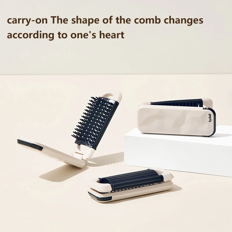 Mini Hair Brush Folding Massage Comb Head Massage Anti-Static Portable Travel Hair Brush Girl Hair Combs With Mirror