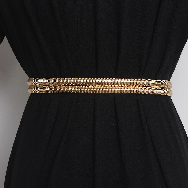 New belt for women decorative metal elastic gold waist chain with skirt dress thin spring belt chain waist seal