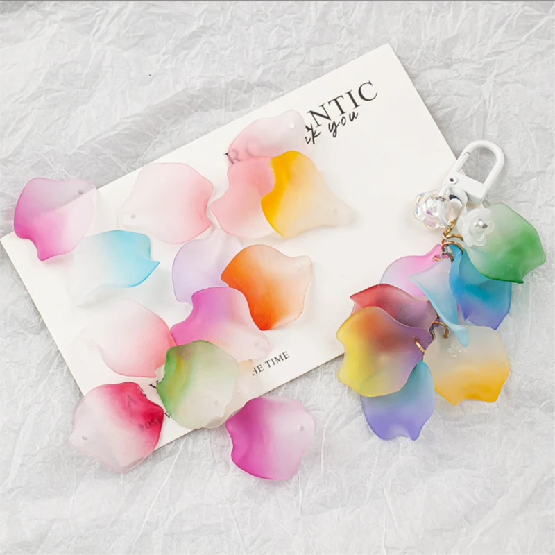 

10Pcs/Lot New Frosted Gradient Petal Flower Acrylic Beads Connectors Diy Ornament Hair Jewelry Making Accessories