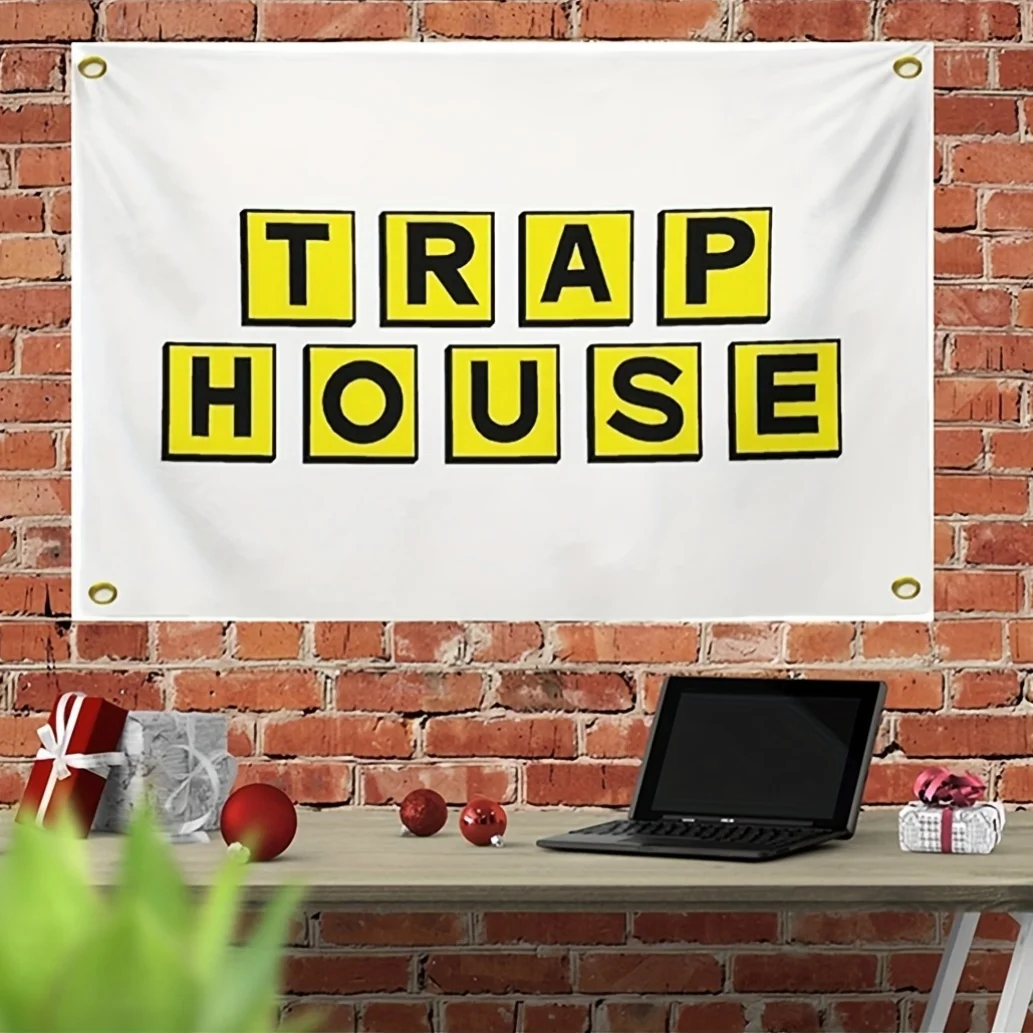Trap House Banner: Bold Yellow and Black Statement for Urban Decor