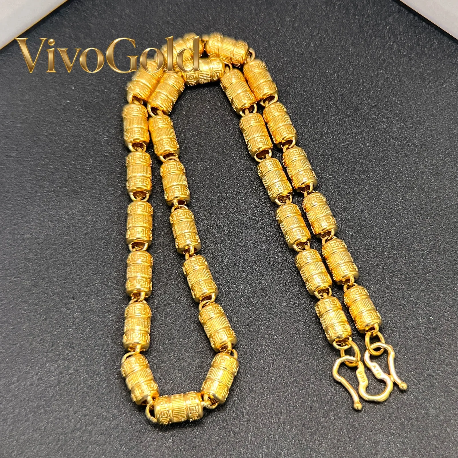 

VivoGold9999 Pure Gold Men's Great Wall Pattern Cylinder Necklace 24K Real Gold Personalized Trendy Classic Cylindrical Chain Ac