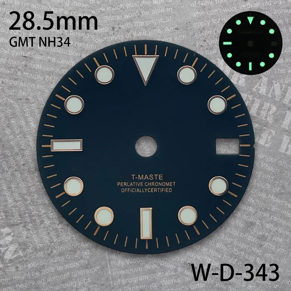 28.5 mm S Logo GMT Dial Suitable For NH34 Japan Movement Green Luminous Sunburst High Quality Watch Modification Accessories